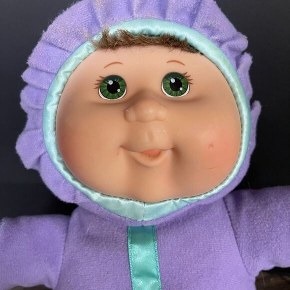 Vintage Cabbage Patch Kids Pajama Baby Doll–1990s Plush Lavender Satin Trim 14” - Picture 2 of 8
